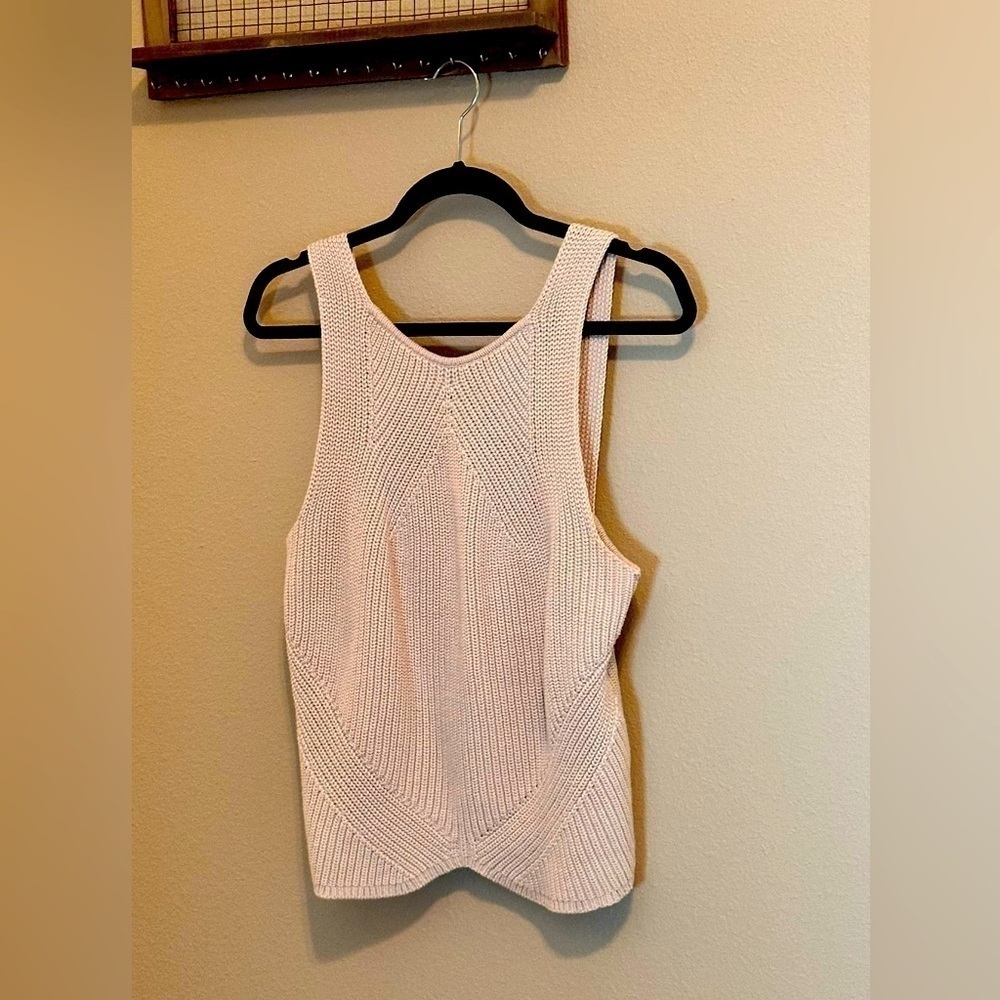 Ribbed High Neck Curved Hem Sweater Tank